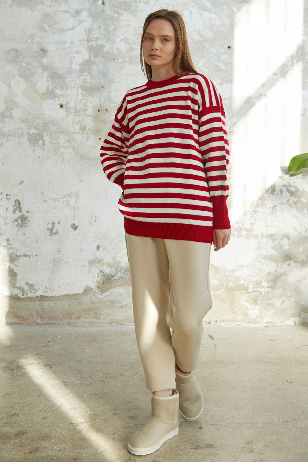 MDS Women Molya Striped Knit Tunic - Red - Coatepec Harinas
