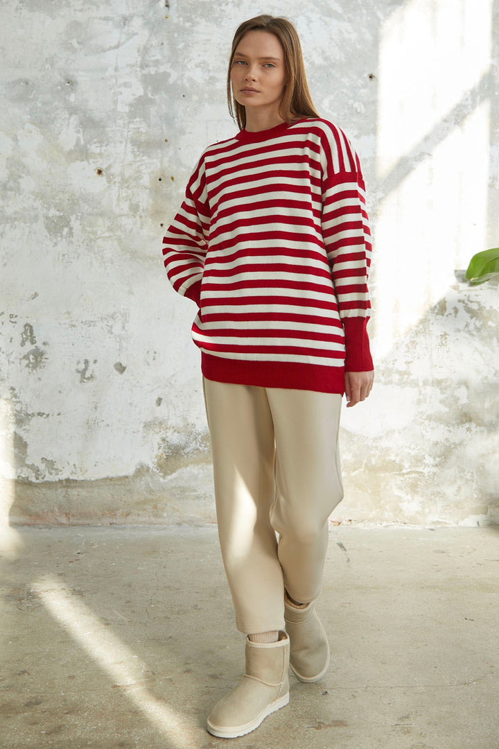 MDS Women Molya Striped Knit Tunic - Red - Coatepec Harinas