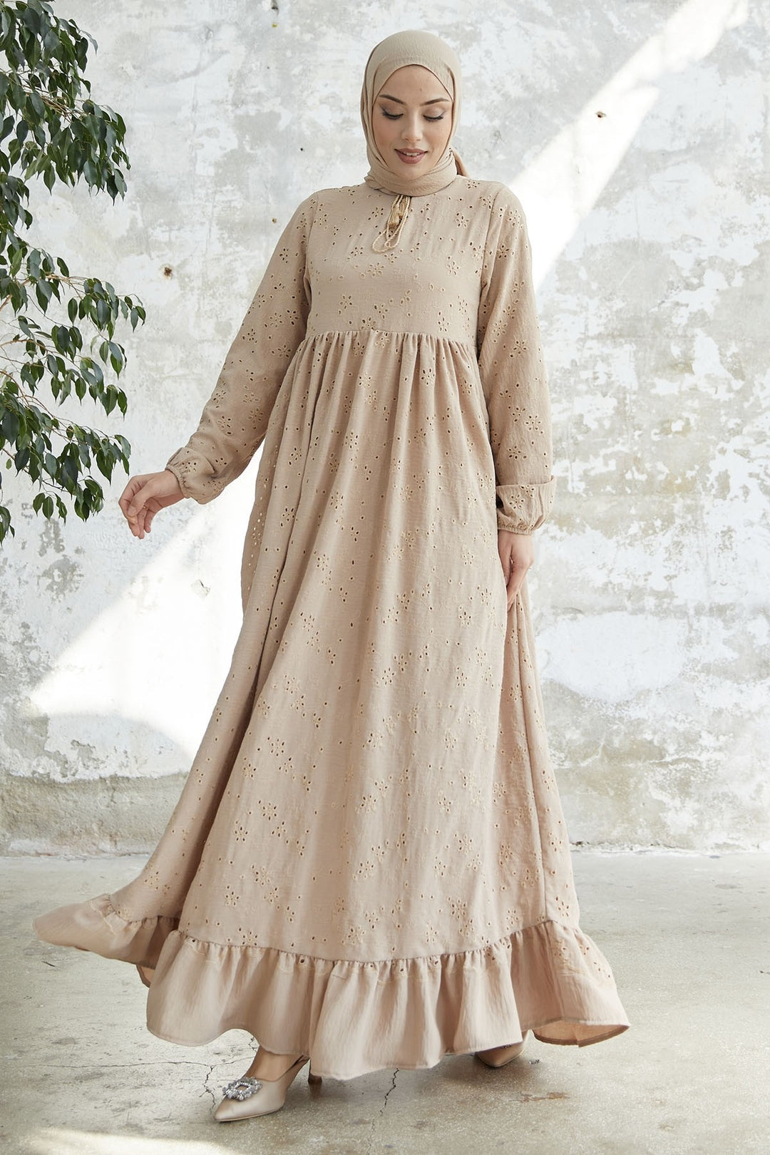 MDS Women Tasseled Embroidered Dress - Beige - Ioánnina