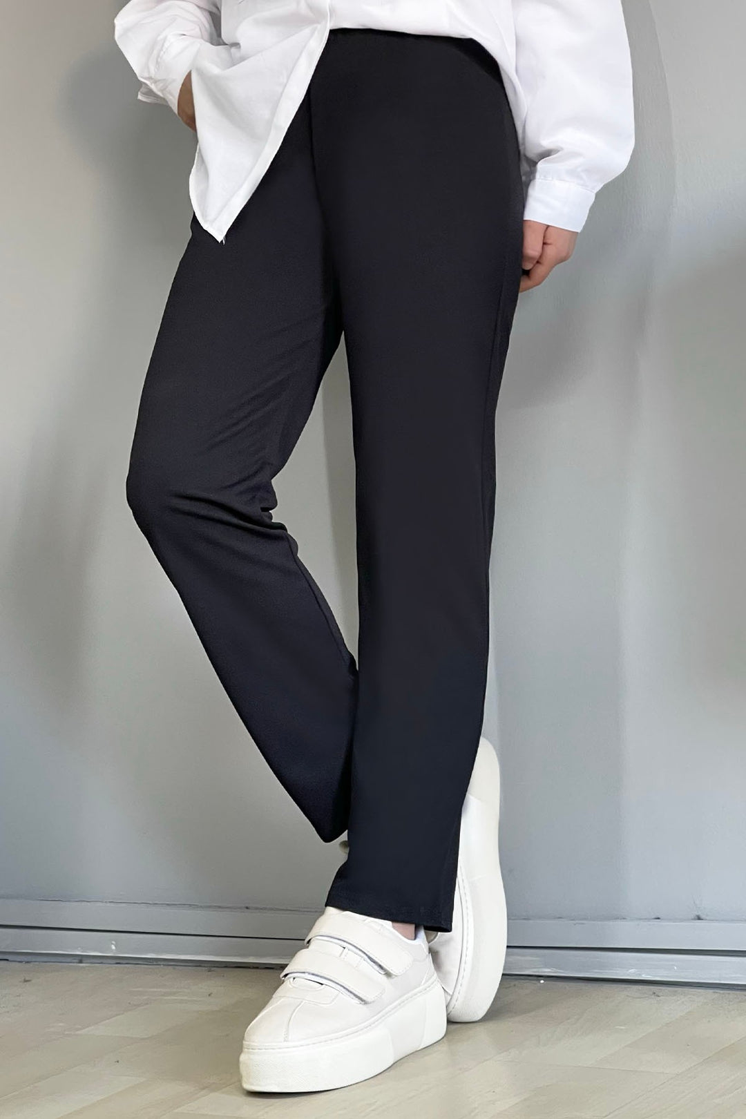 MDS Women Slim Fit Straight Leg Pants - Black - Hanover Park