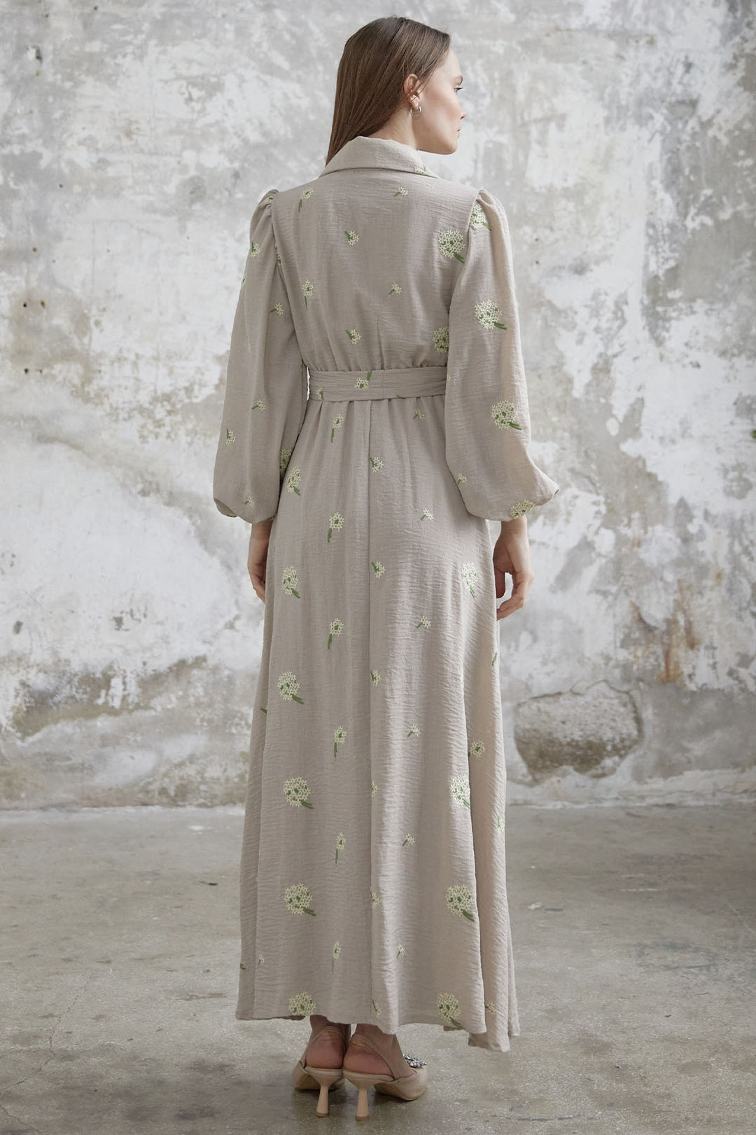 MDS Women Floral Embroidered Linen Dress - Beige - Aubervilliers