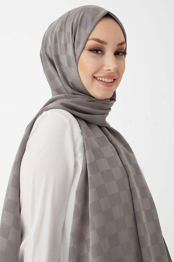 MDS Women Maura Lady Pattern Silky Jacquard Shawl - Dark Gray - Smethwick