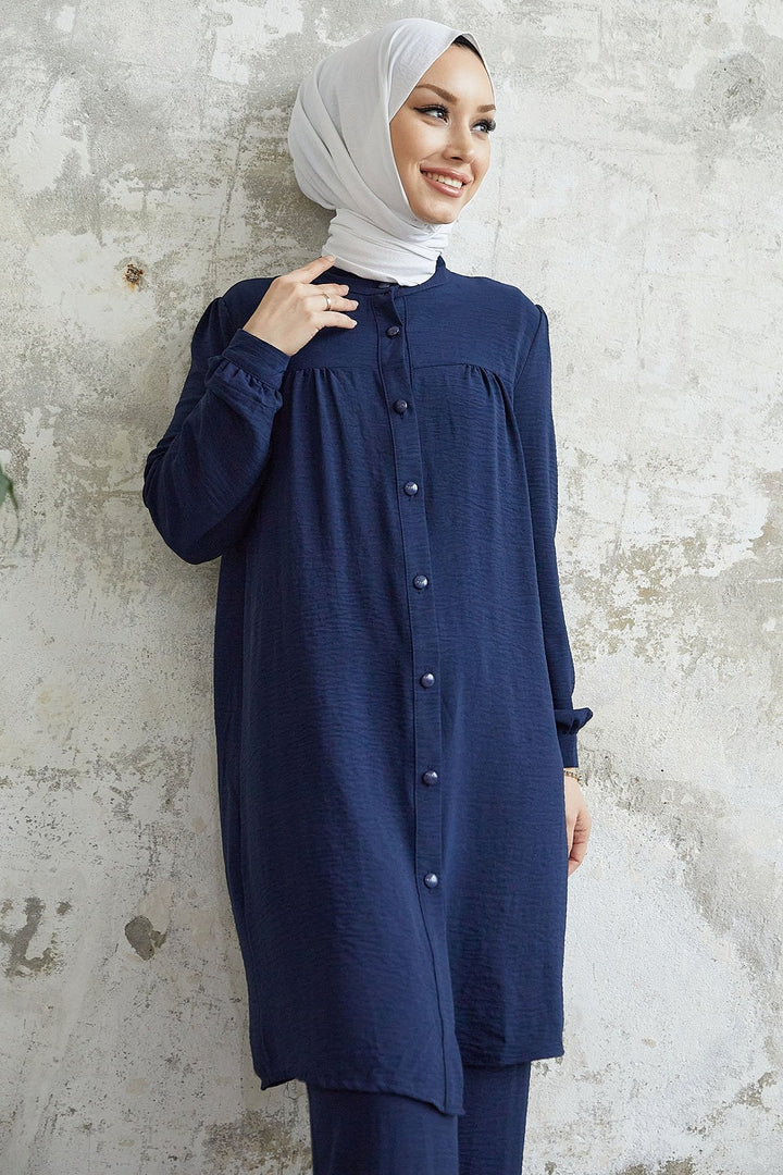 MDS Women Arfa Ayrobin Buttoned Casual Suit - Dark Blue - Kirkland