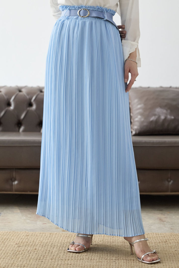 MDS Women Ruched Waist Chiffon Skirt - Baby Blue - Wolfenbüttel