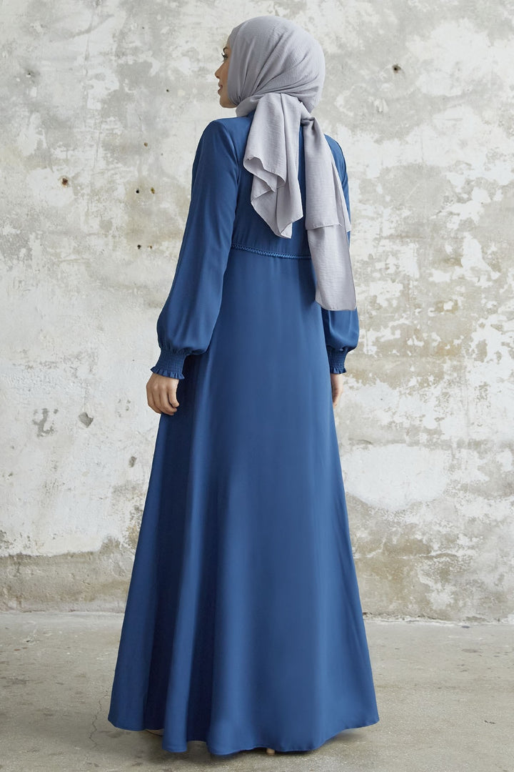 MDS Women Guipure Crepe Mevlana Cloak - Indigo - Kalinkavichy