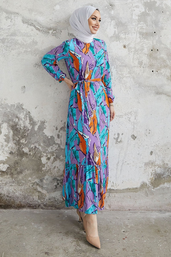 MDS Women Rabel Marbled Patterned Viscose Dress - Purple - Kaarst