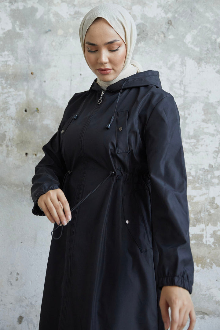 MDS Women Rufina Patterned Pocket Trench Coat - Black - Brossard