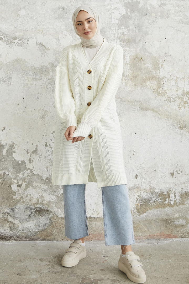 MDS Women Evia Buttoned Knit Cardigan - White - Lauderdale Lakes