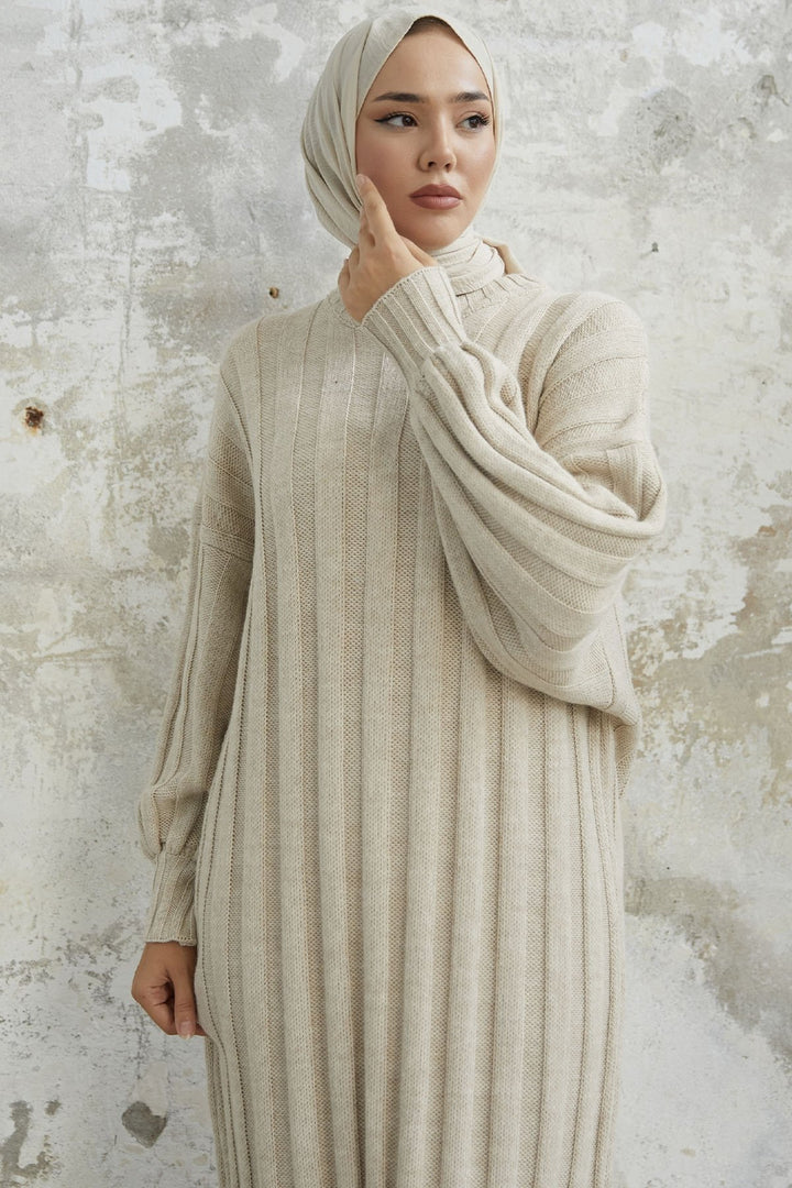 MDS Women Lovisa Ribbed Knit Dress - Cream - Batumi