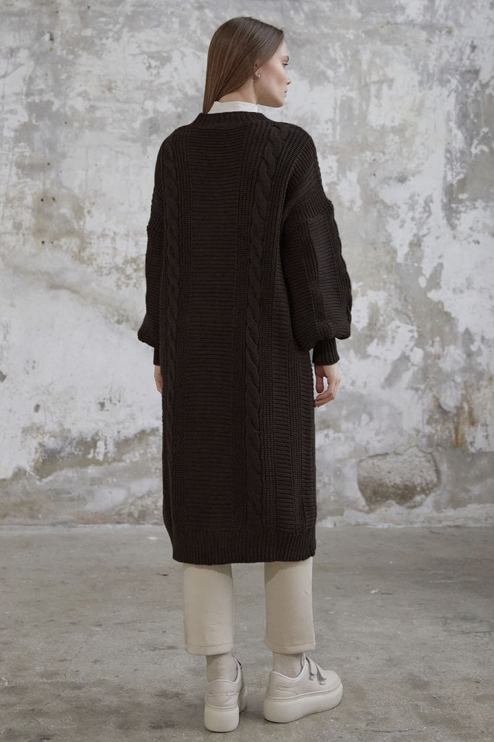 MDS Women Evia Buttoned Knit Cardigan - Bitter Coffee - Marijampolė