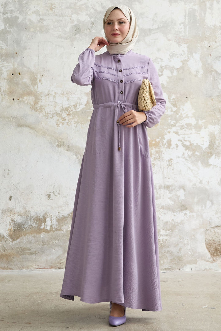 MDS Women Guipure Detail Lilac A-line Dress - San Donà di Piave