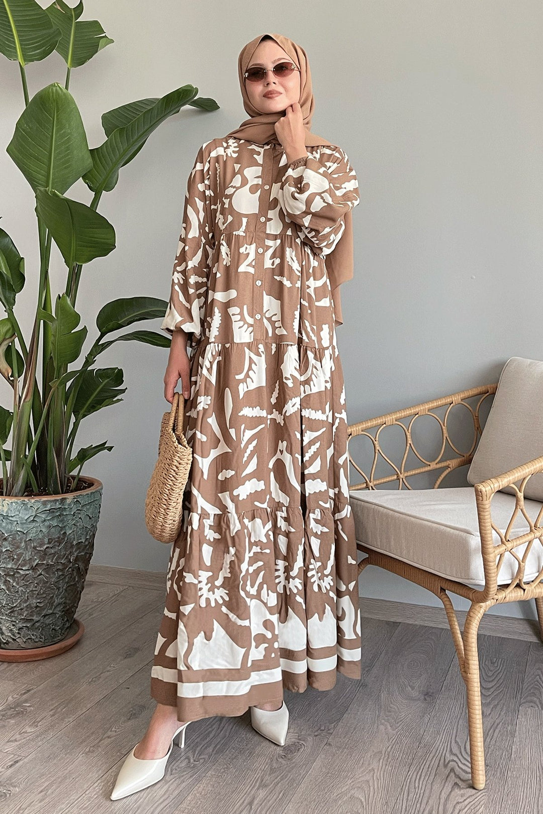 MDS Women Casual Half-Buttoned Beige Viscose Dress - Marion