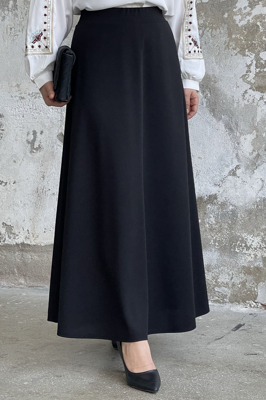 MDS Women Double Knit Fabric Skirt - Black - Noblesville