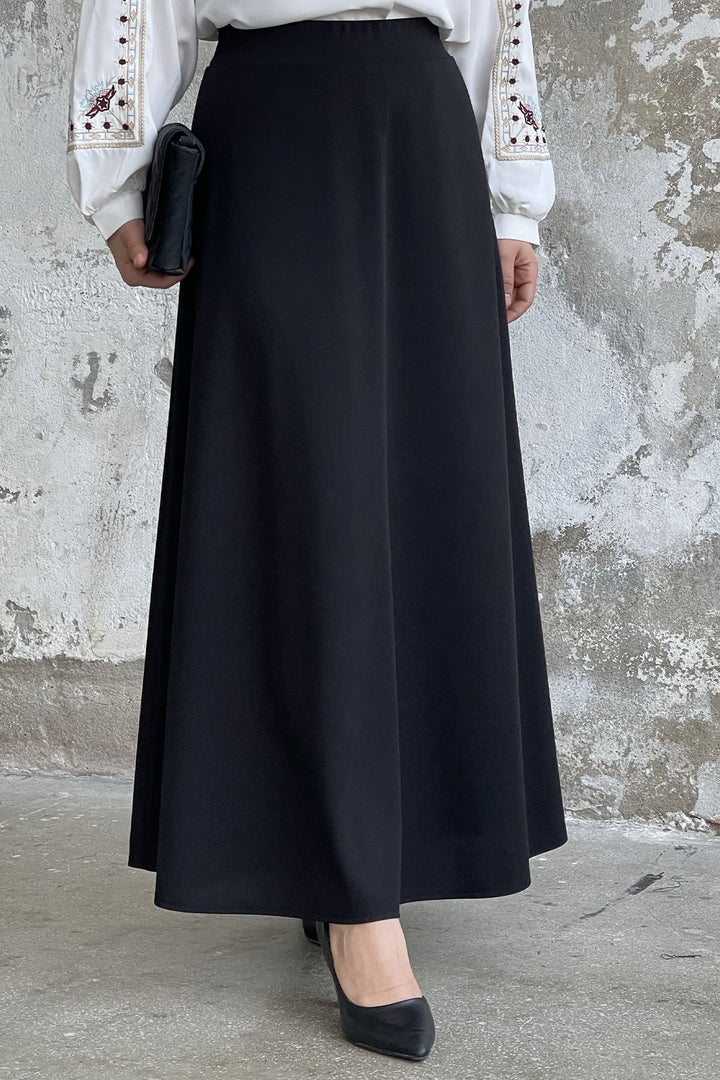 MDS Women Double Knit Fabric Skirt - Black - Noblesville