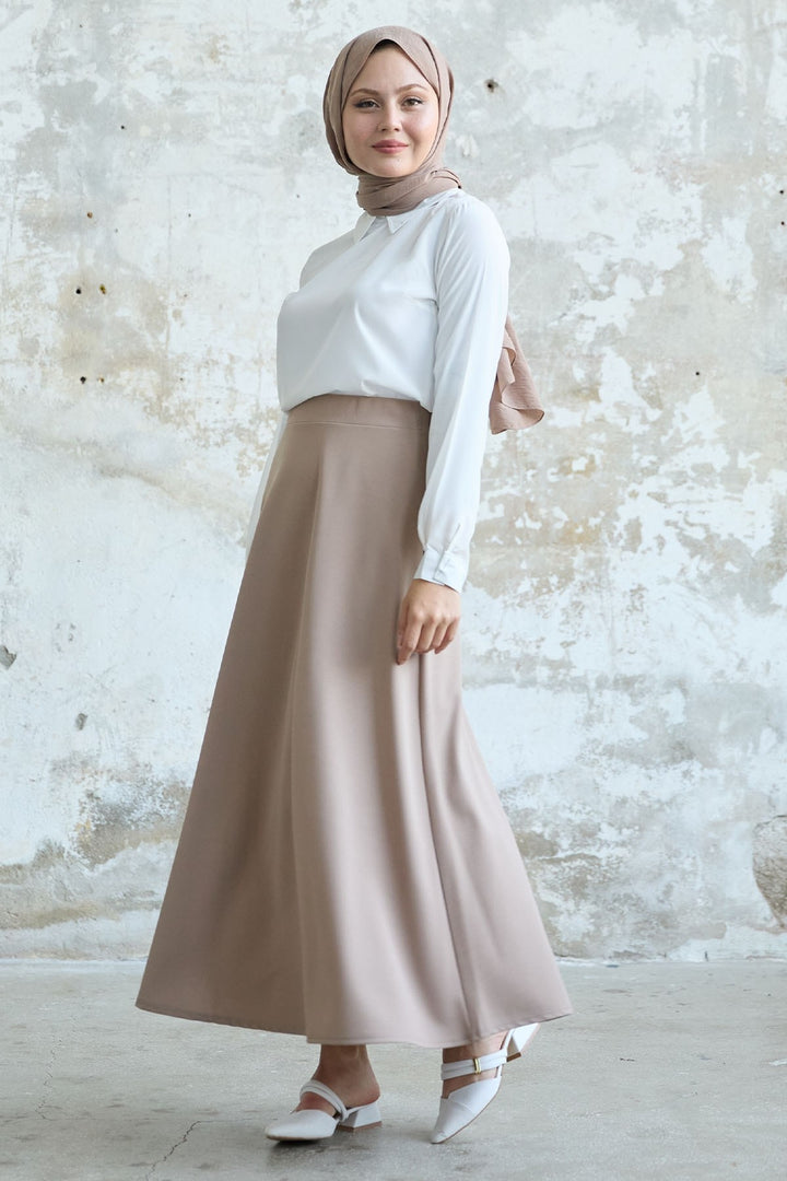 MDS Women Double Knit Fabric Skirt - Beige - Arcadia