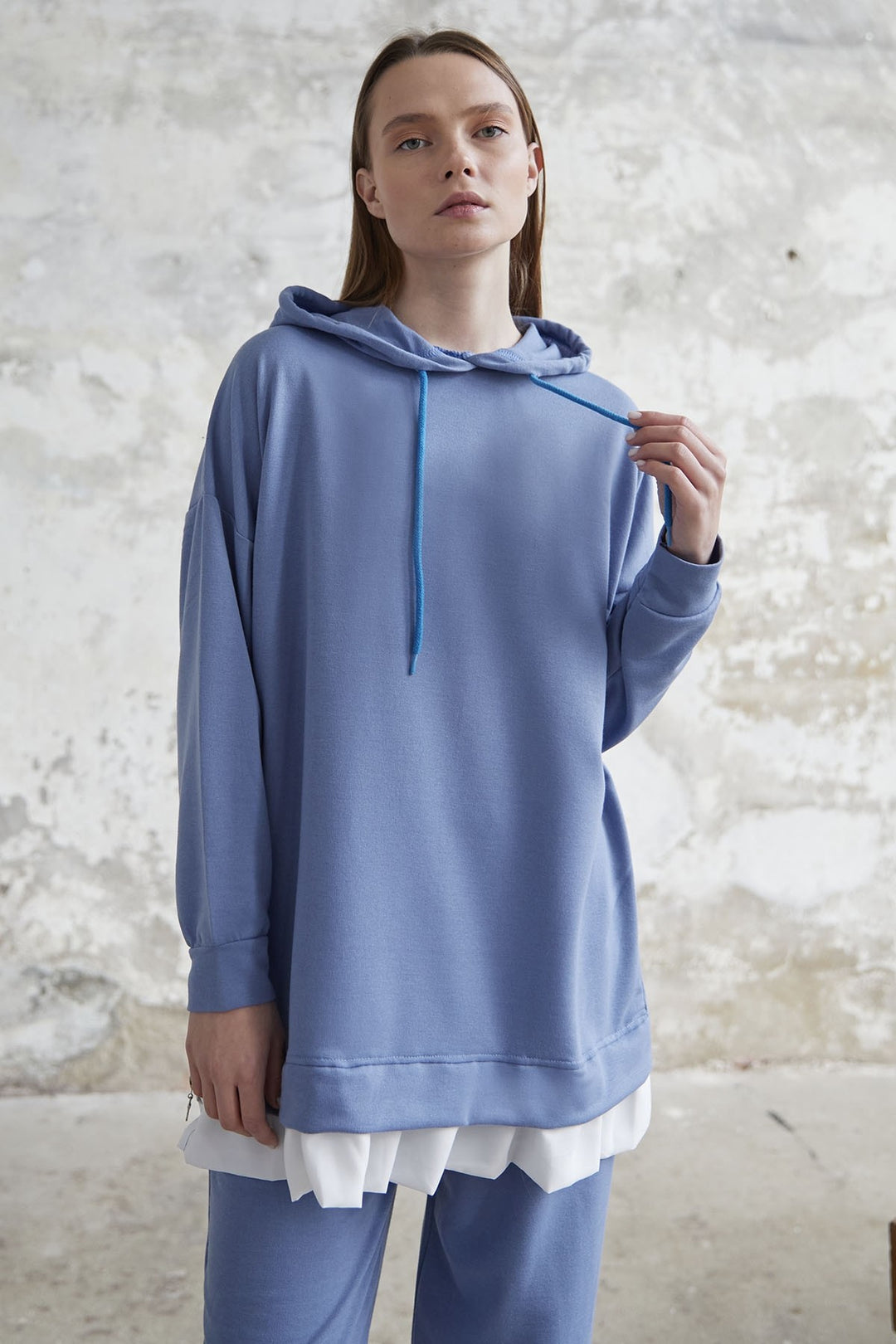 MDS Women Losya Sides Zippered Hooded Two-Piece Set - Blue - Tlacotepec