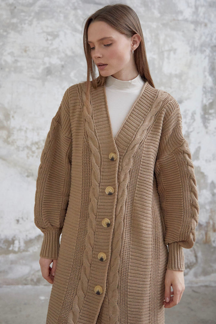 MDS Women Evia Buttoned Knit Cardigan - Milky Coffee - North Charleston