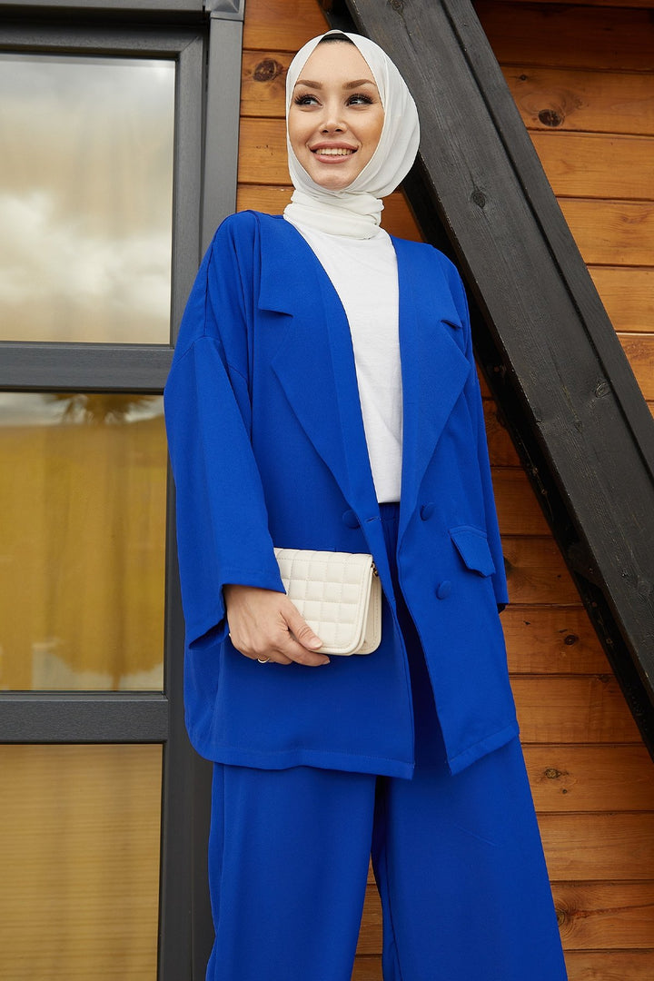 MDS Women Lika Jacket Oversized Suit - Sky Blue - Roubaix
