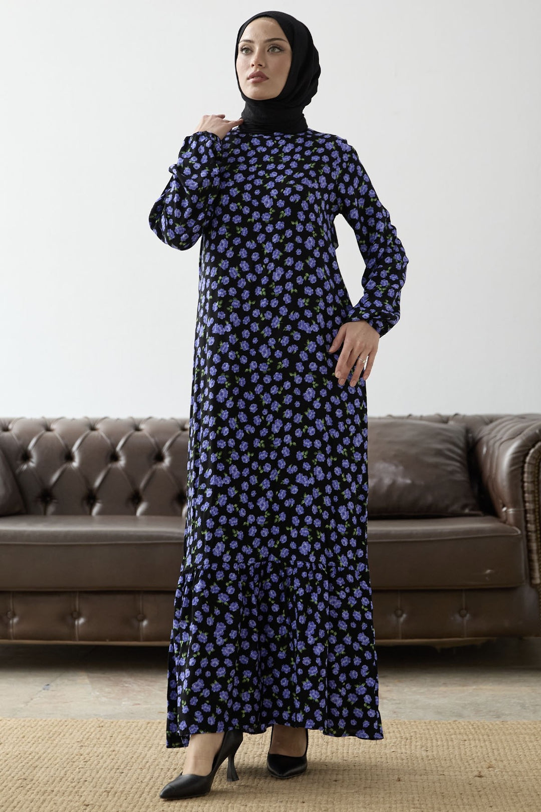 MDS Women Rose Pattern Viscose Dress - Purple - Tourcoing