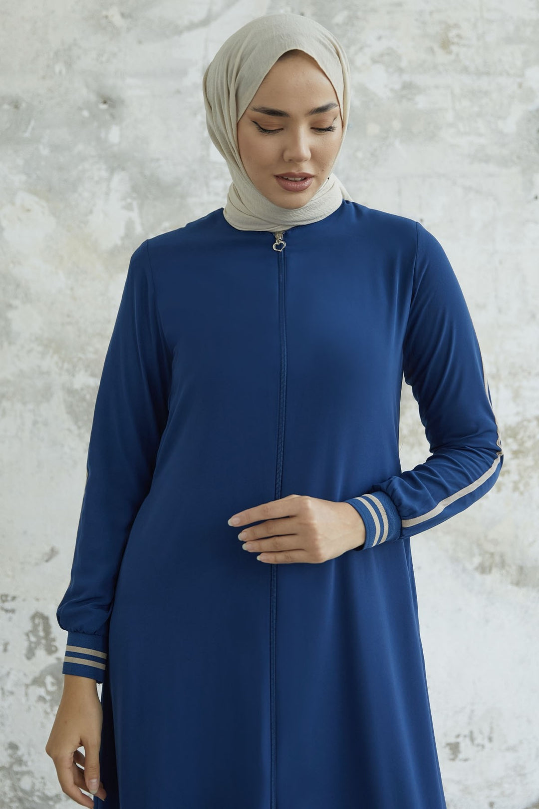 MDS Women Hazel Striped Patterned Abaya - Indigo - Fort McMurray