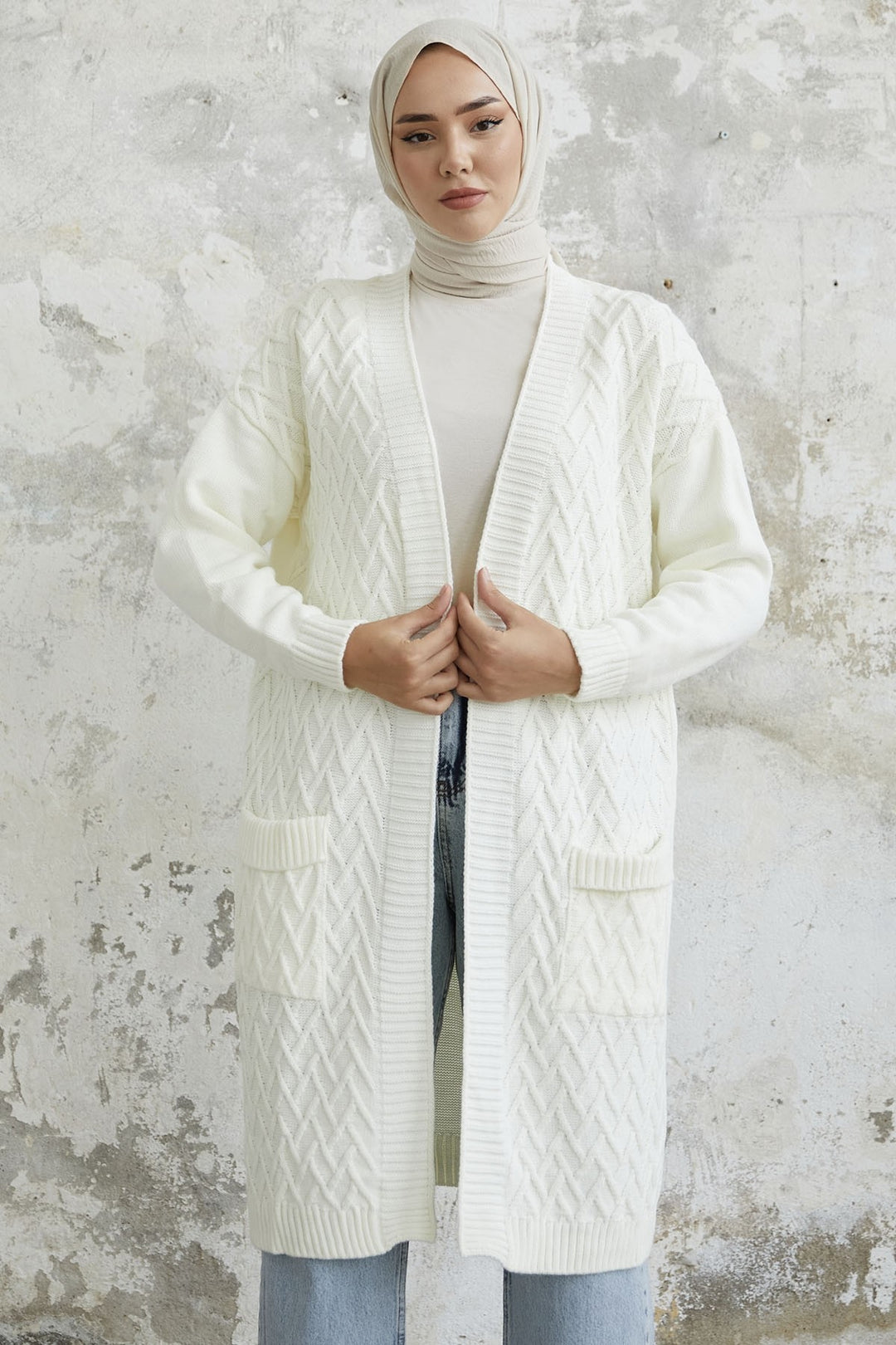 MDS Women Rumy Cable Knit Cardigan - White - Zutphen