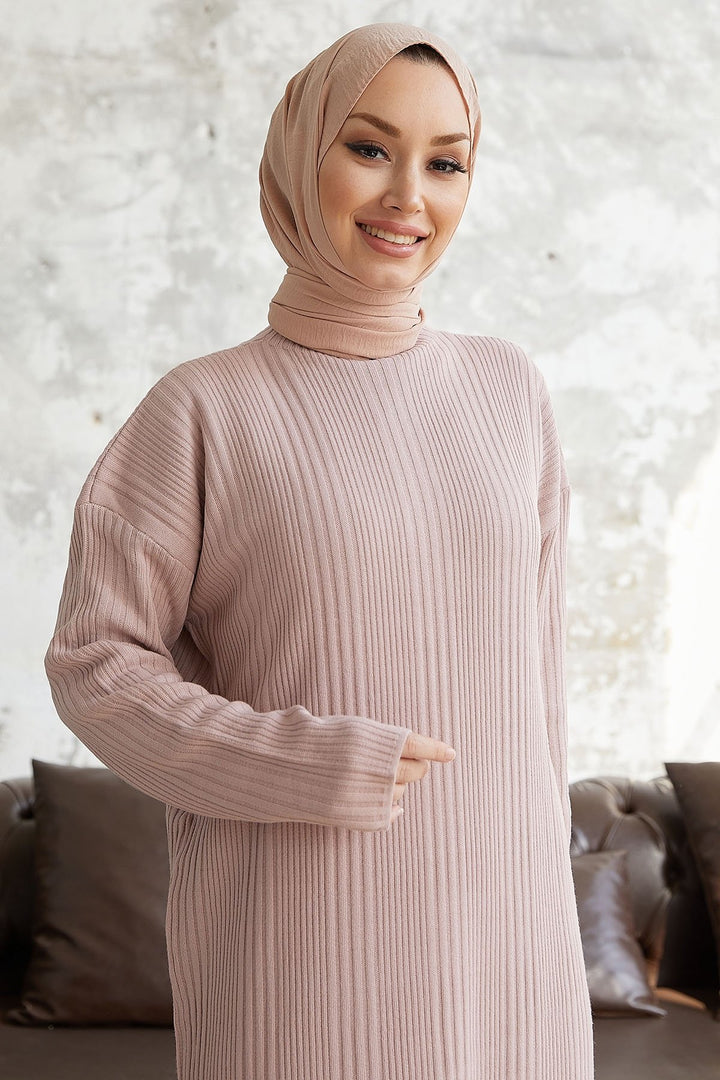 فستان أريسا نسائي طويل منسوج بياقة صياد السمك من MDS - مسحوق - لينكولن