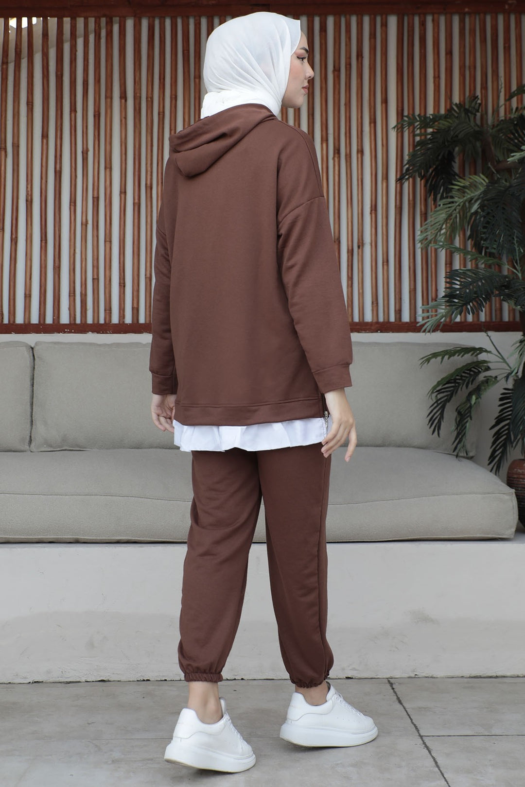 MDS Women Losya Sides Zippered Hooded Two Piece Set - Dark Brown - Cambridge