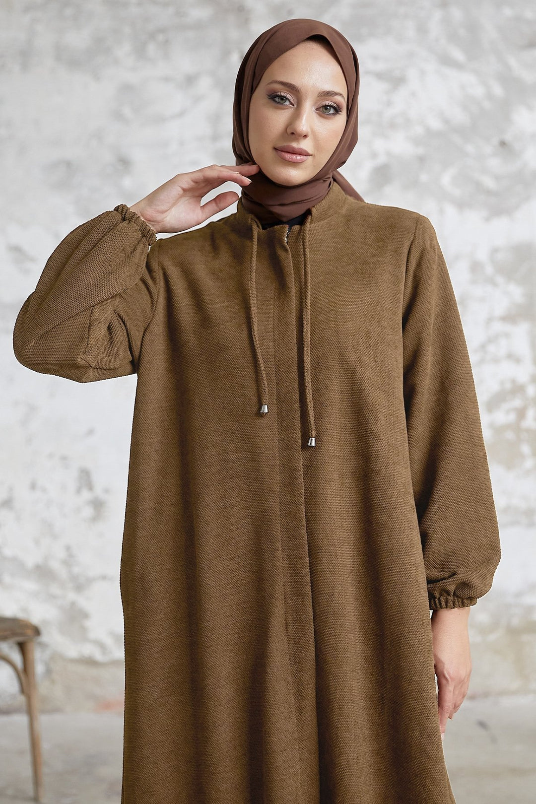 MDS Women Levina Secret Snap Abaya - Light Brown - Tempe