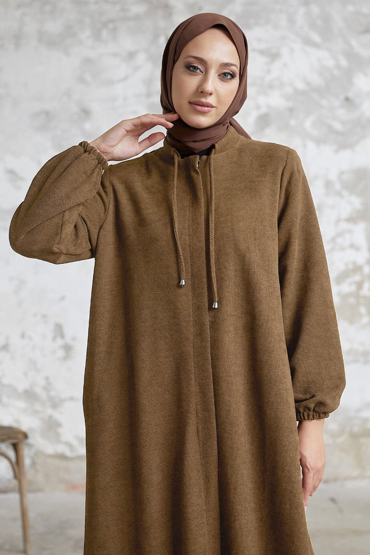 MDS Women Levina Secret Snap Abaya - Light Brown - Tempe