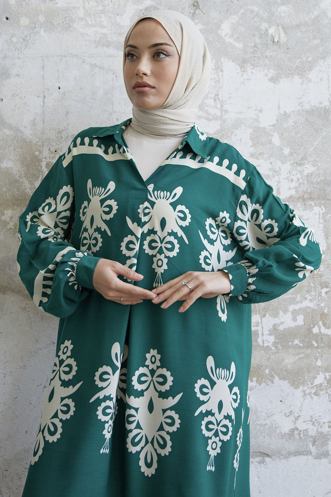 MDS Women Patterned Viscose Dress - Green - Buffalo
