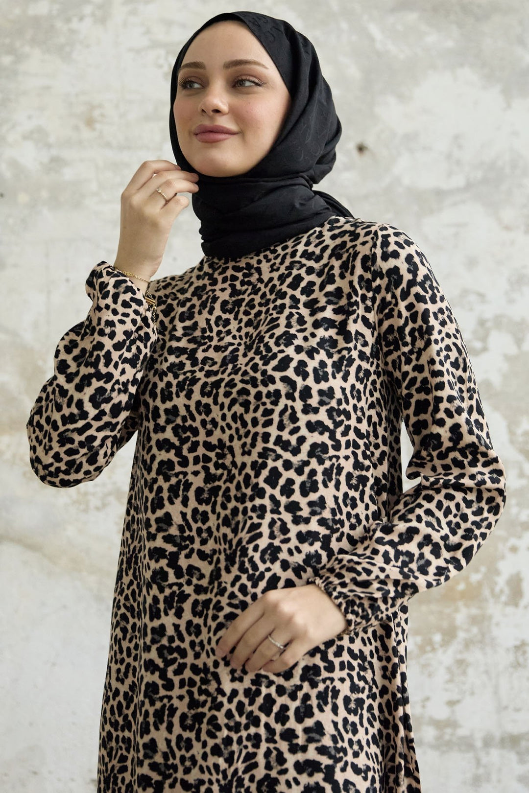 MDS Women 2291 Patterned Viscose Loose Dress - Brown - Rijswijk