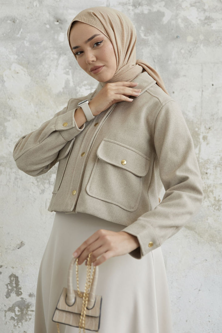 MDS Women Liesa Cover Pocketed Cashmere Jacket - Beige - Marcq-en-Baroeul