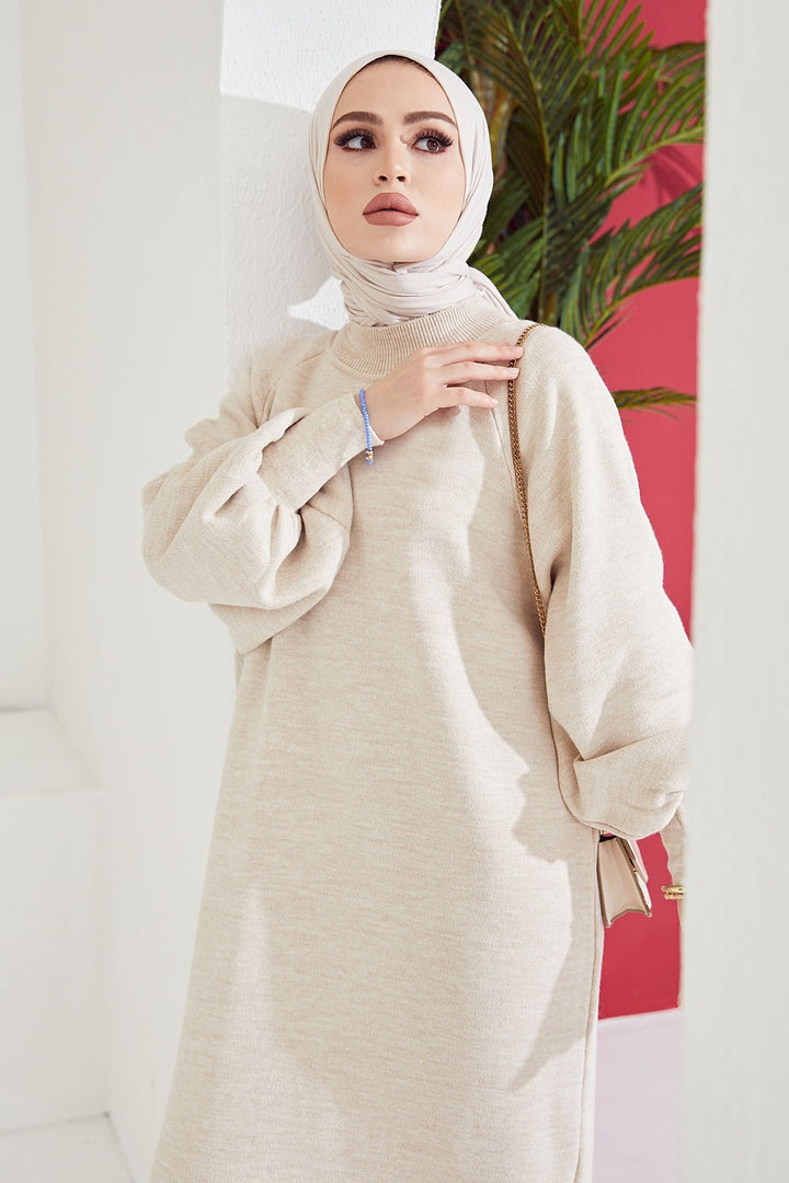 MDS Women Mina Balloon Sleeve Knit Dress - Ecru - Greifswald