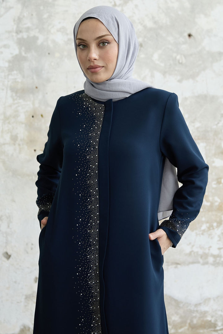 MDS Women Stone-embroidered Abaya - Indigo - Lüdenscheid