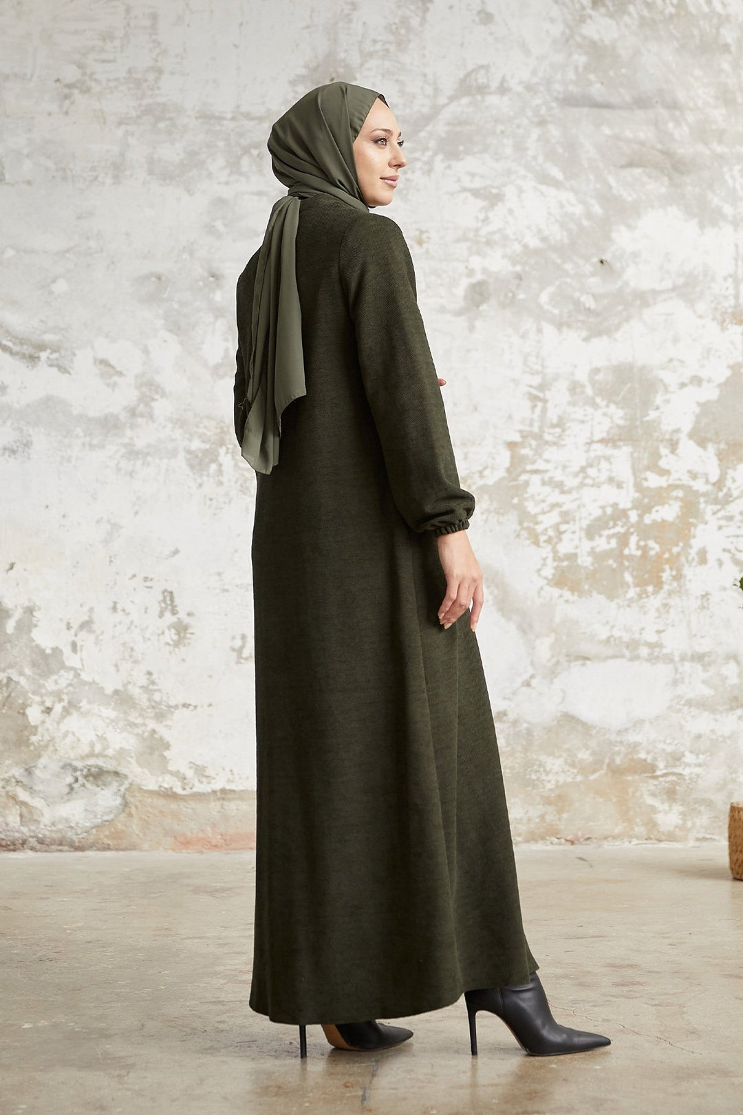 MDS Women Levina Secret Snap Abaya - Khaki - Coburg