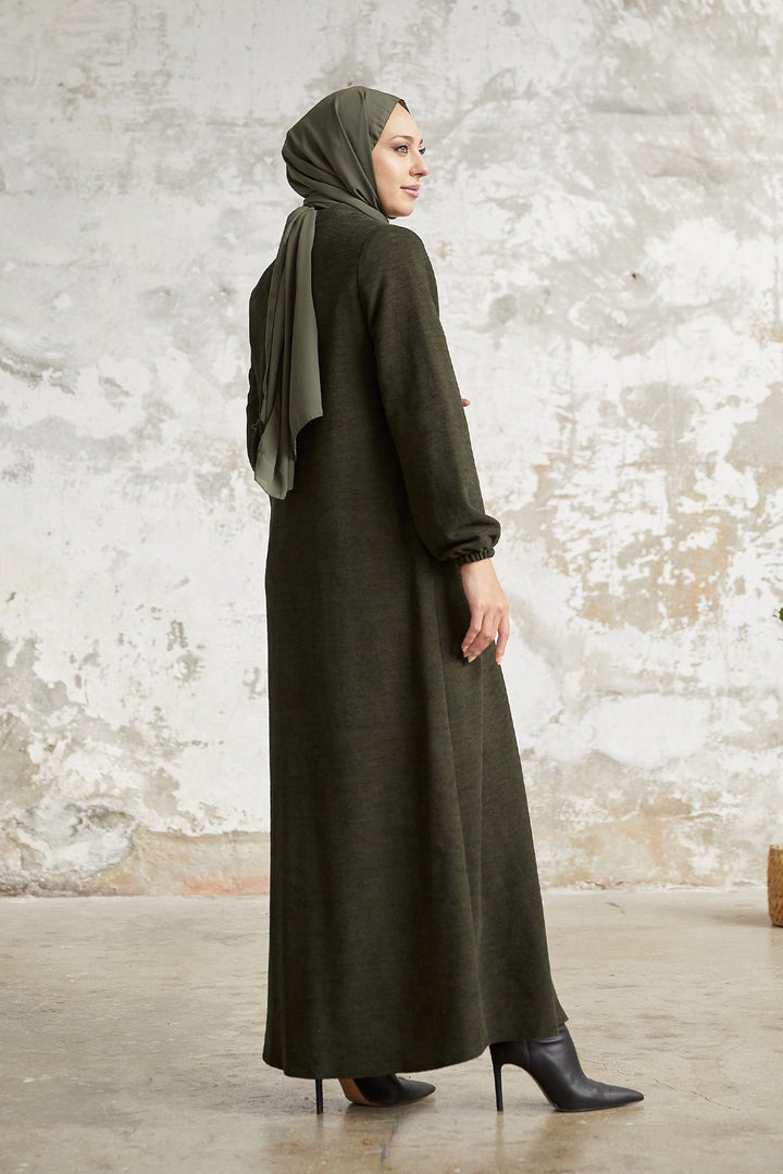MDS Women Levina Secret Snap Abaya - Khaki - Coburg