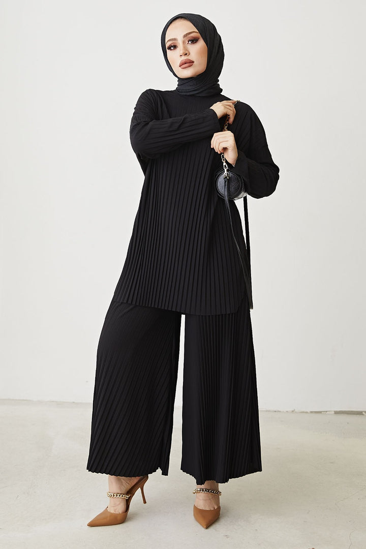 MDS Women Mila Embroidered Pants Tunic Set - Black - Bethesda