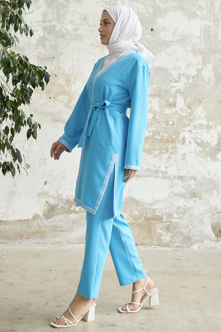 MDS Women Embroidered Patterned Kimono Set - Blue - Arroyomolinos