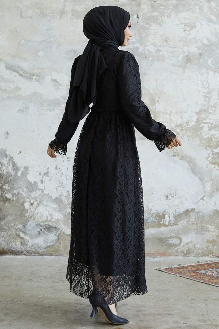 MDS Women Milna Kolu Frill Embroidered Dress - Black - Wagga Wagga