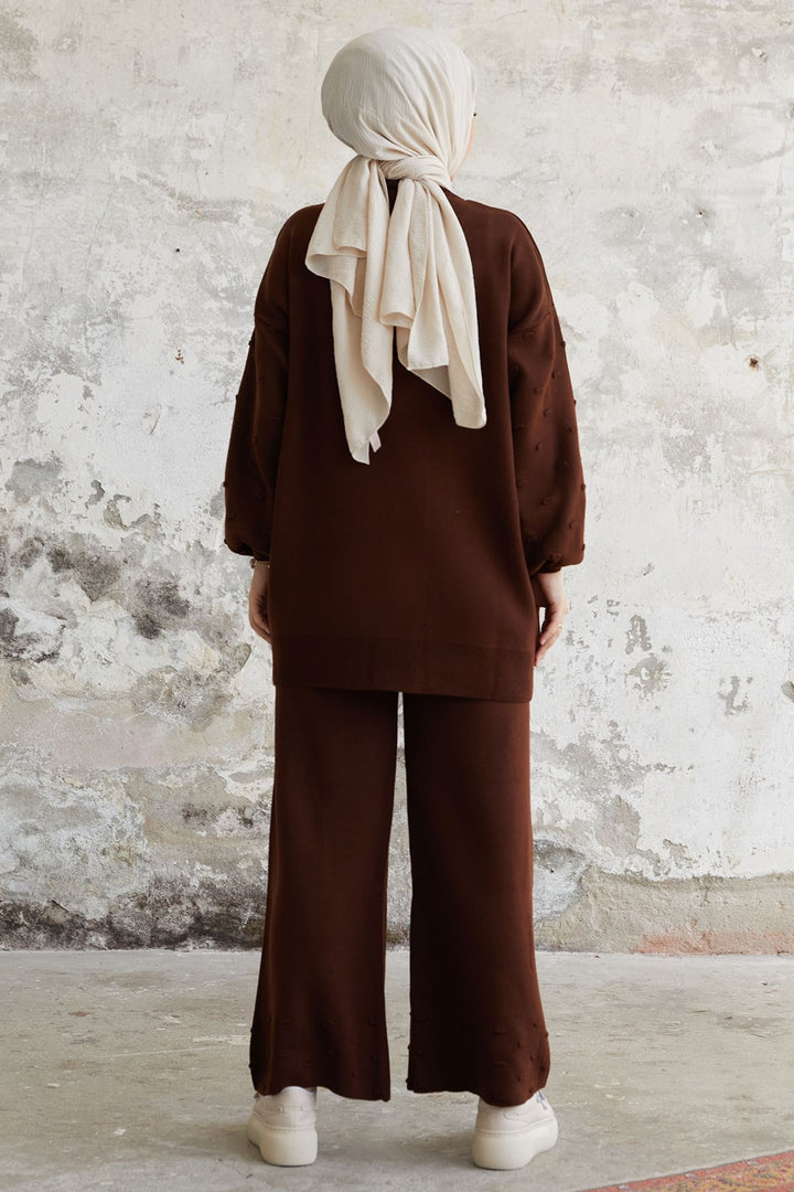 MDS Women Arsen Collar Detail Knit Set - Bitter Coffee - Arles