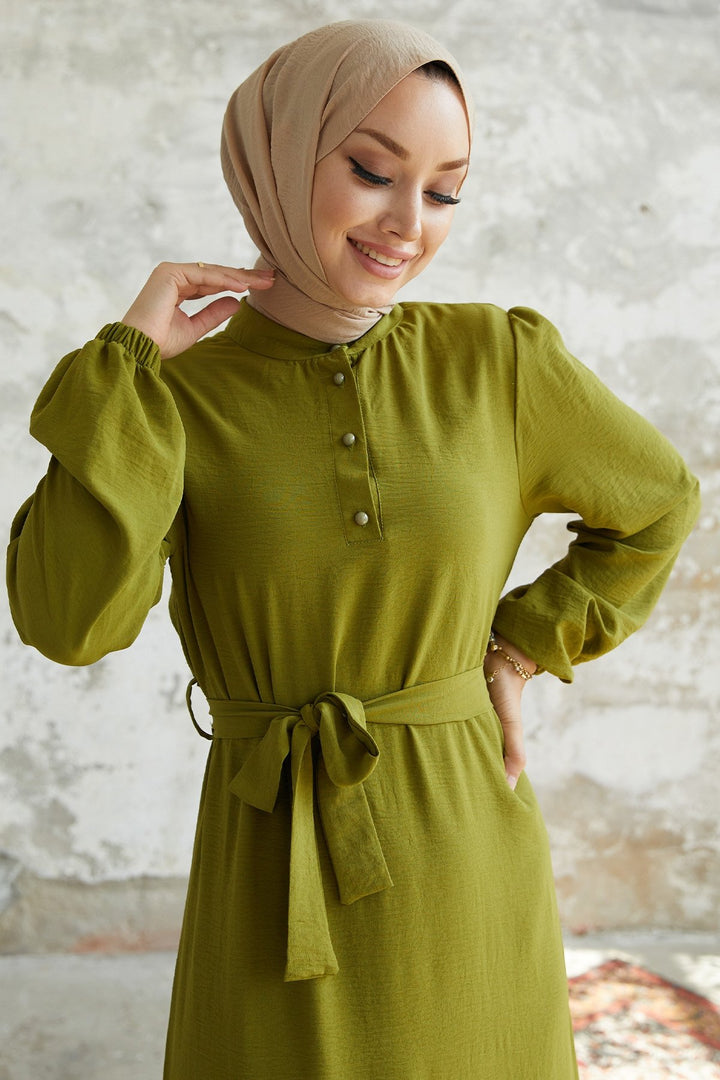 MDS Women Meyra Buttoned A-line Dress - Pistachio Green - Pokrovsk