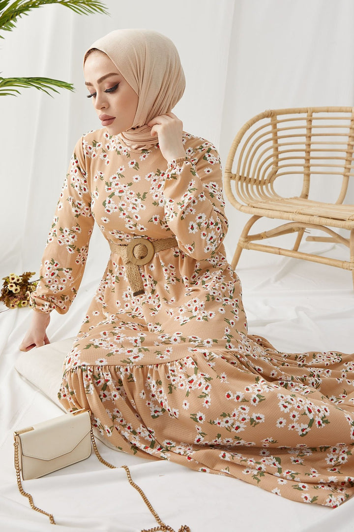 MDS Women Lesa Floral Straw Belted Dress - Beige - Greeley