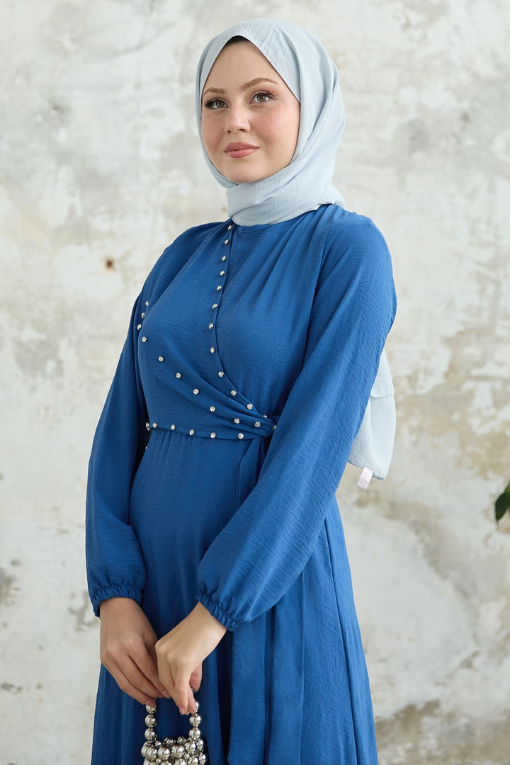 MDS Women Blue Robin Dress with Front Tie Detail - Saltillo