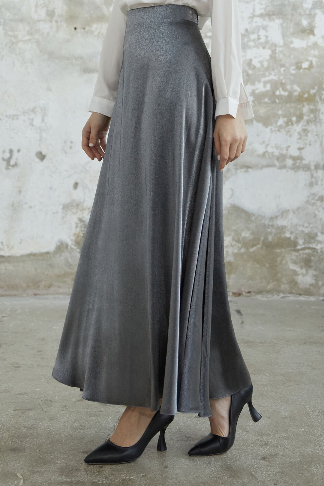 MDS Women Shiny Viscose Skirt - Gray - Meyzieu