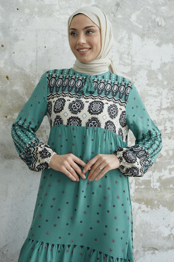 MDS Women Tasseled Viscose Dress - Mint - Courtenay