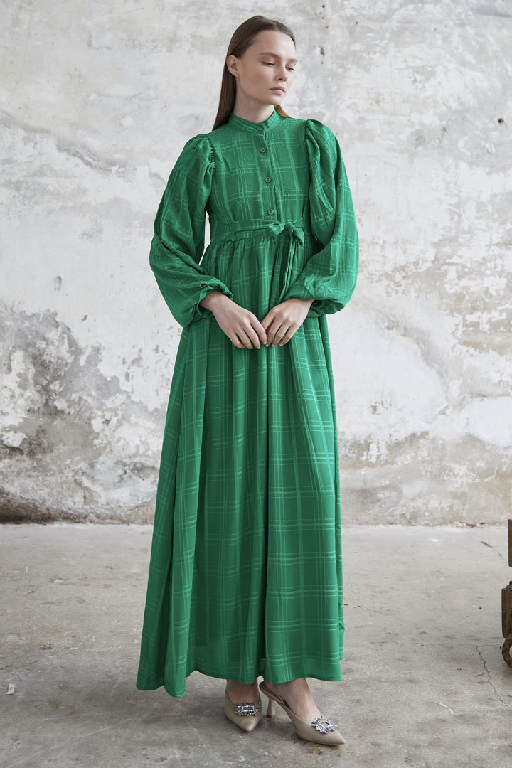 MDS Women Belted Patterned Dress - Green - Albano Laziale