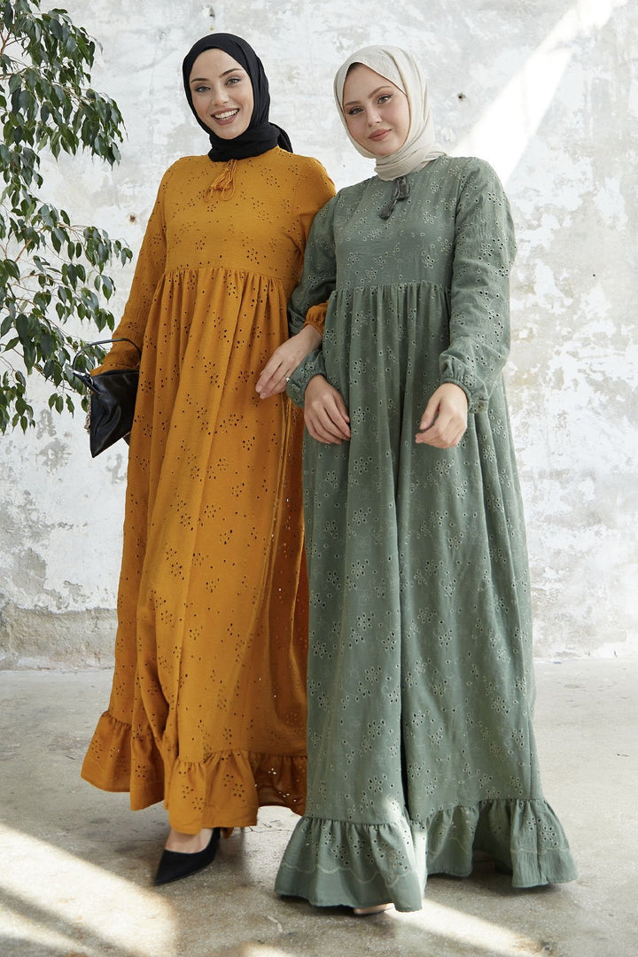 MDS Women Tasseled Embroidered Dress - Mustard - Bourg-en-Bresse