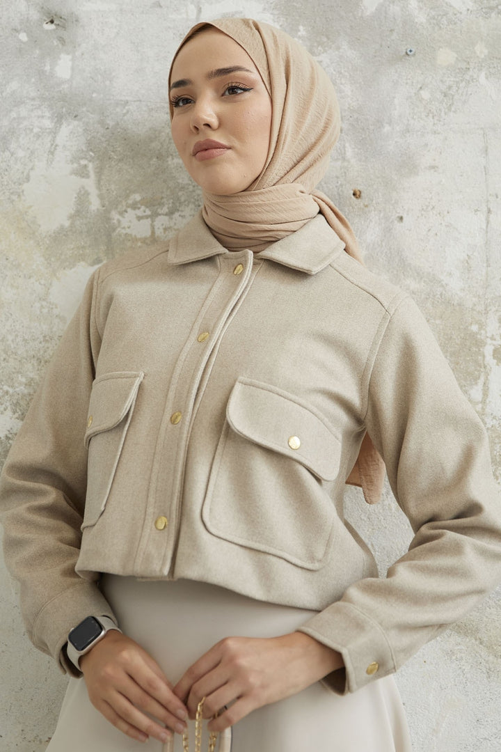 MDS Women Liesa Cover Pocketed Cashmere Jacket - Beige - Marcq-en-Baroeul