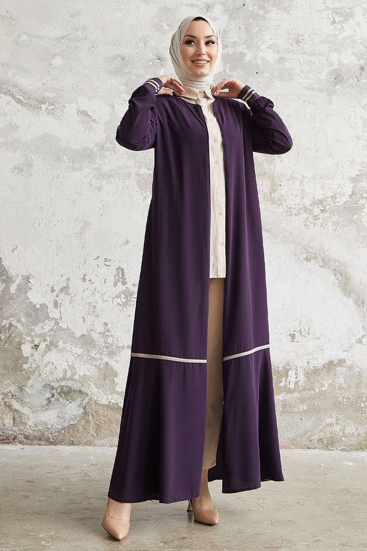 MDS Women Hazel Striped Patterned Abaya - Purple - Leipzig