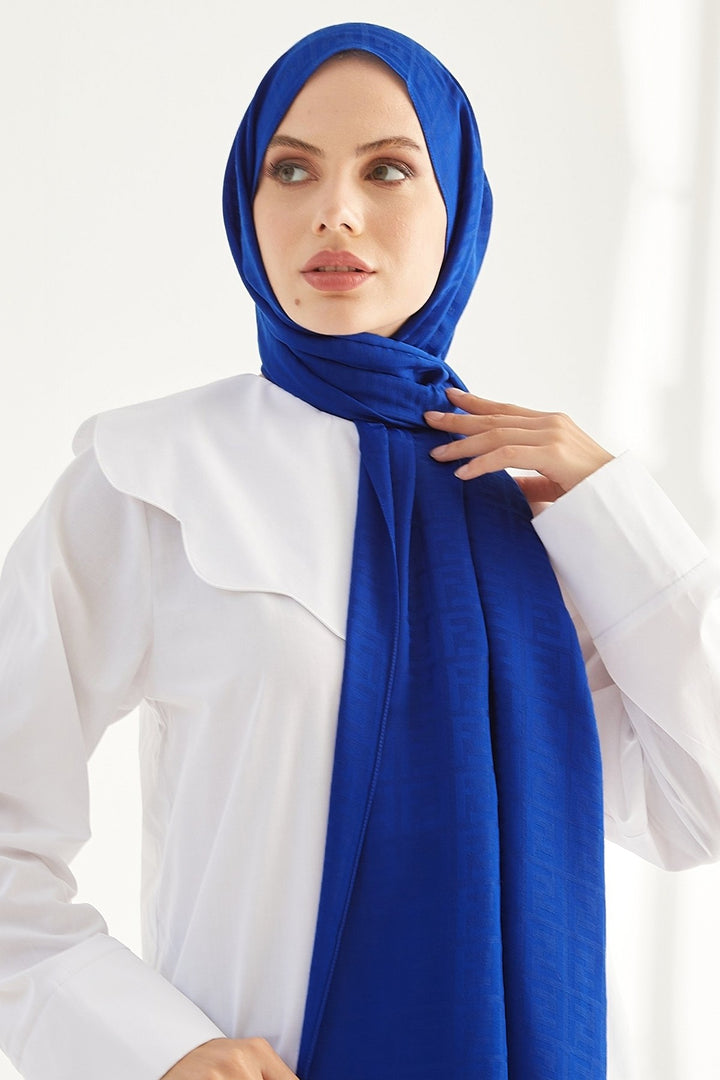 MDS Women Handwoven Jacquard Cotton Scarf - Sky Blue - Dordrecht